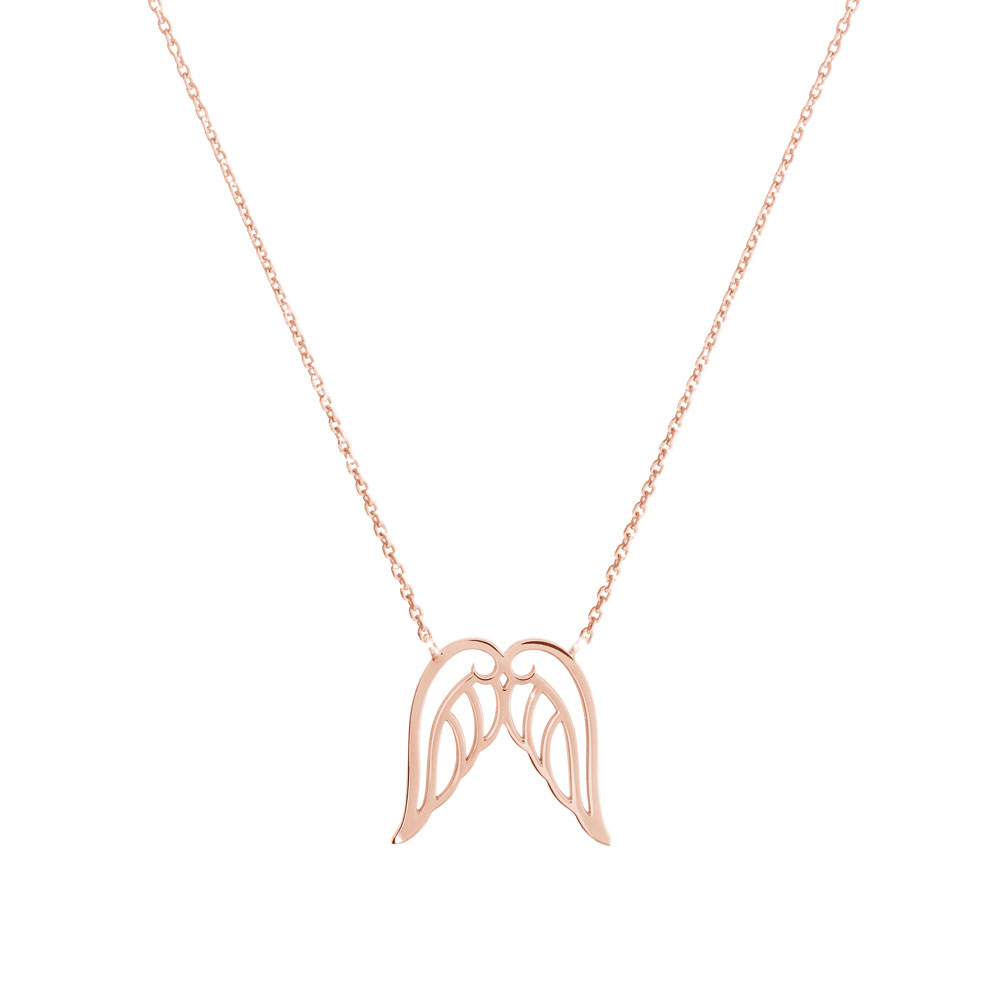 Rose Gold Necklace with Angel Wings