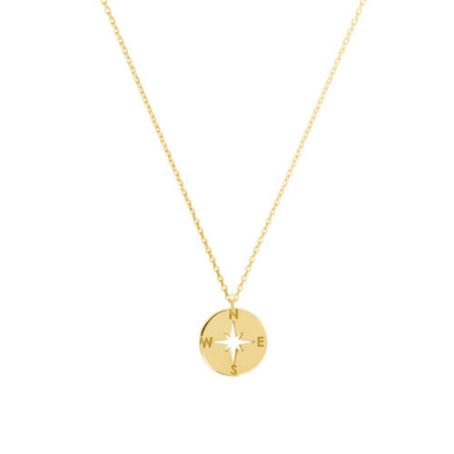 compass pendant necklace in yellow gold