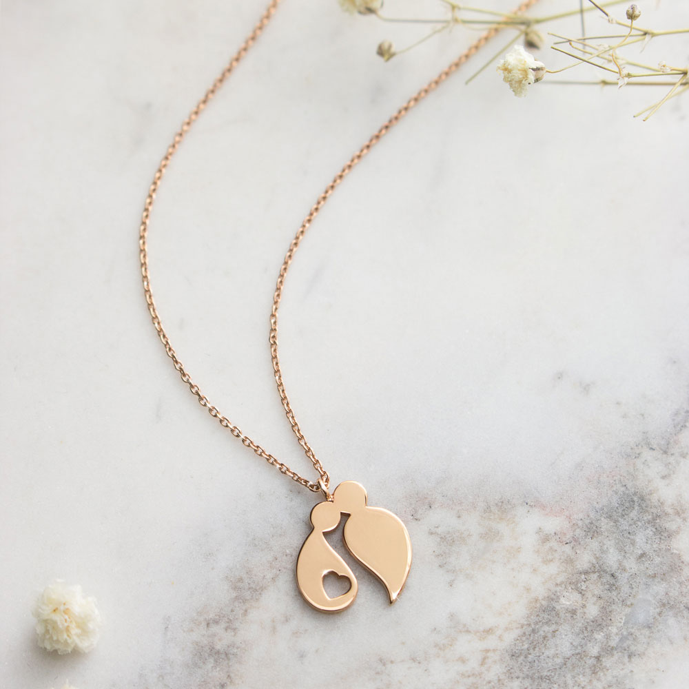 New Mom Pendant Necklace in Rose Gold