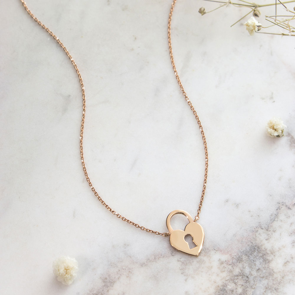 Romantic Heart Locket Charm, Necklace in Rose Gold