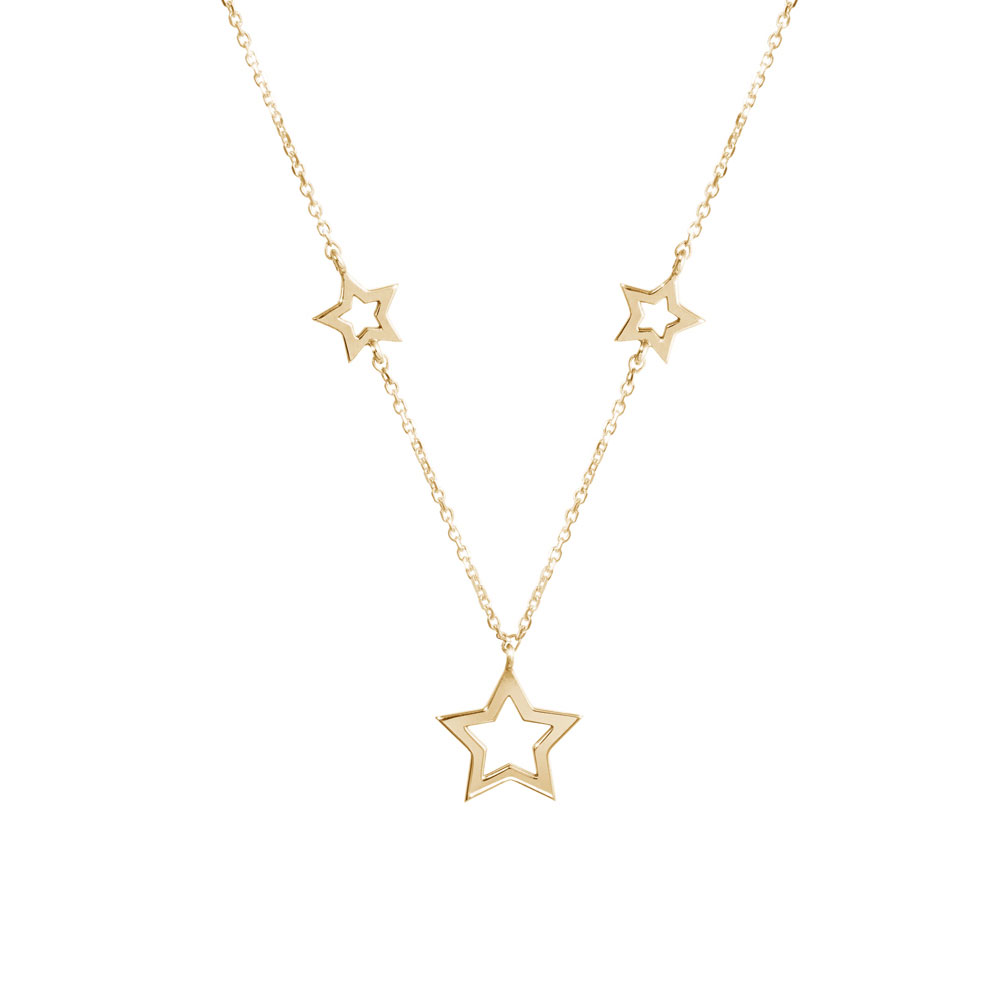 Yellow Gold Necklace with Three Stars