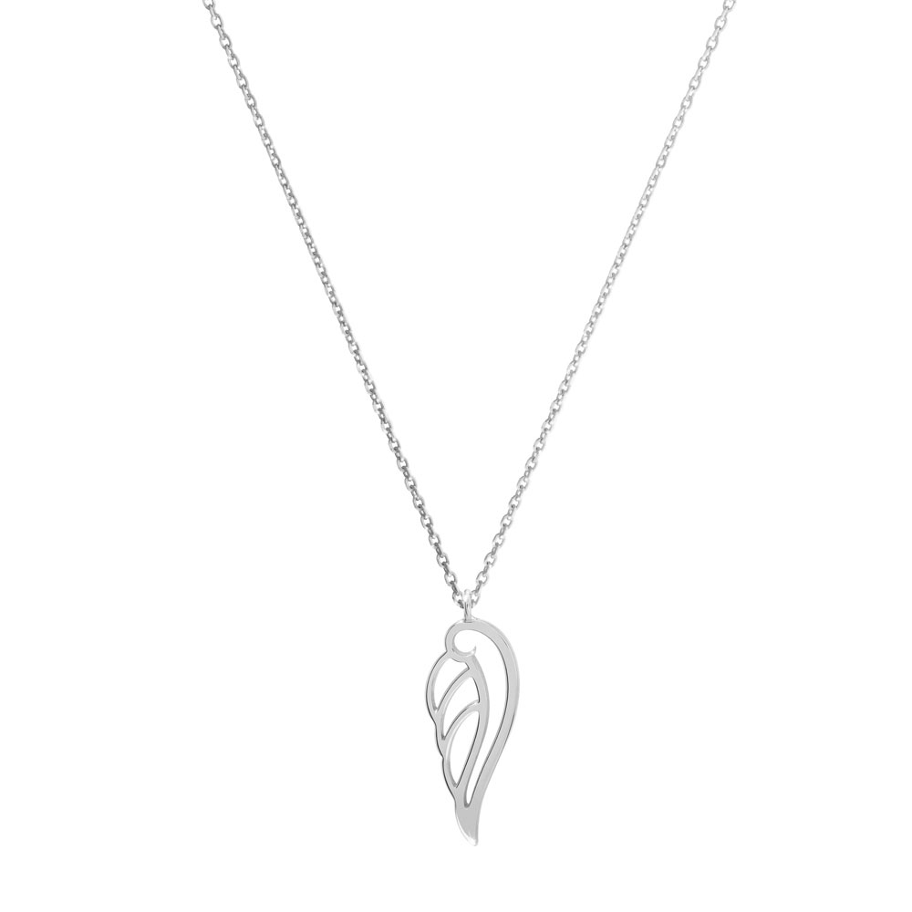 White gold angel wing pendant necklace