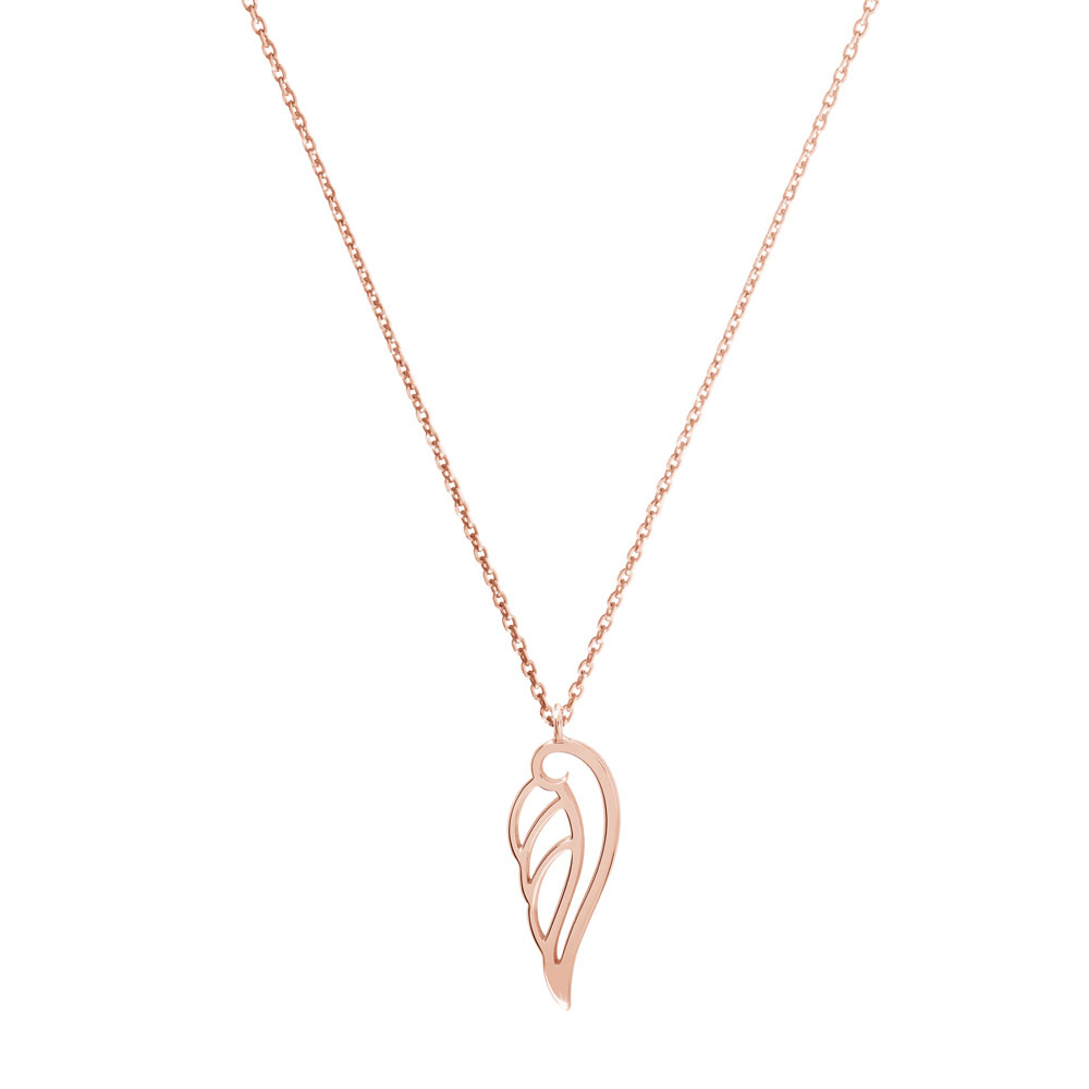 Rose gold angel wing pendant necklace