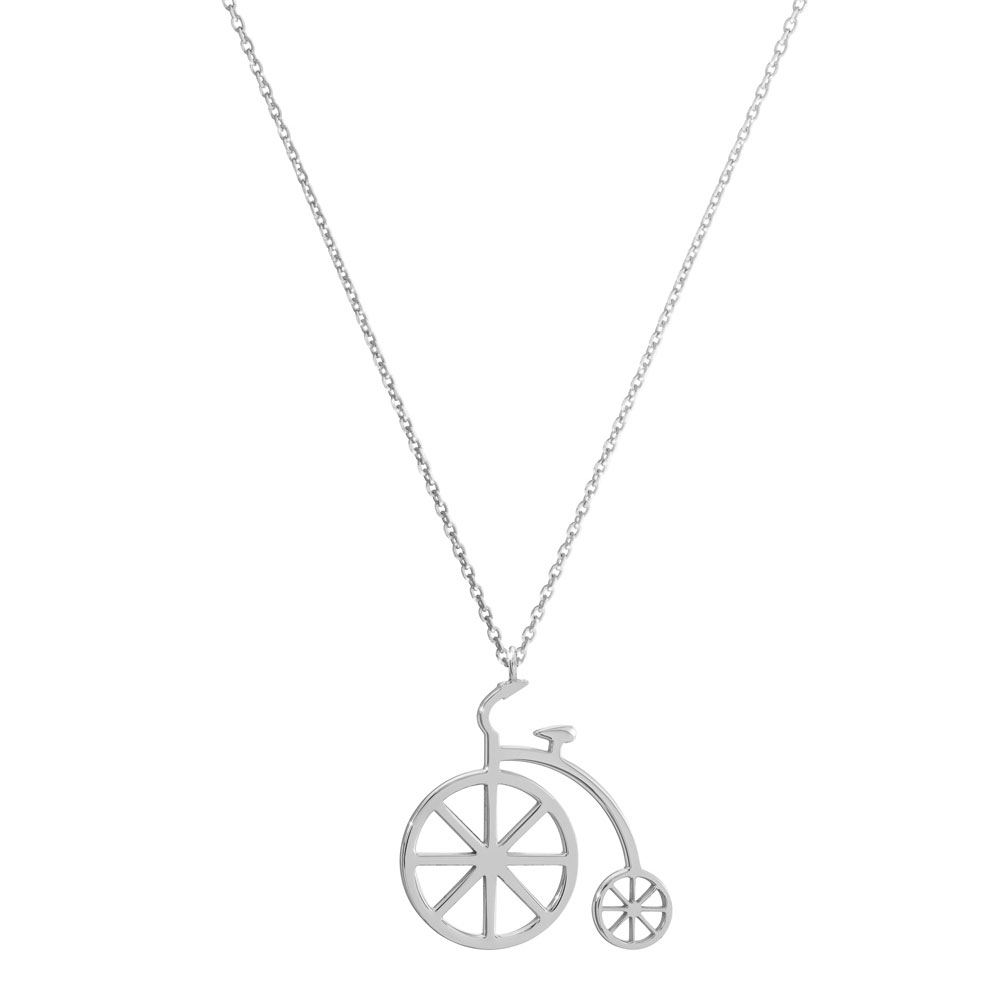 Vintage bicycle pendant in white gold