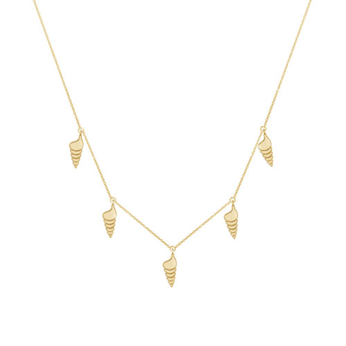 Multiple Snail Seashell Charms, Necklace in Yellow Gold