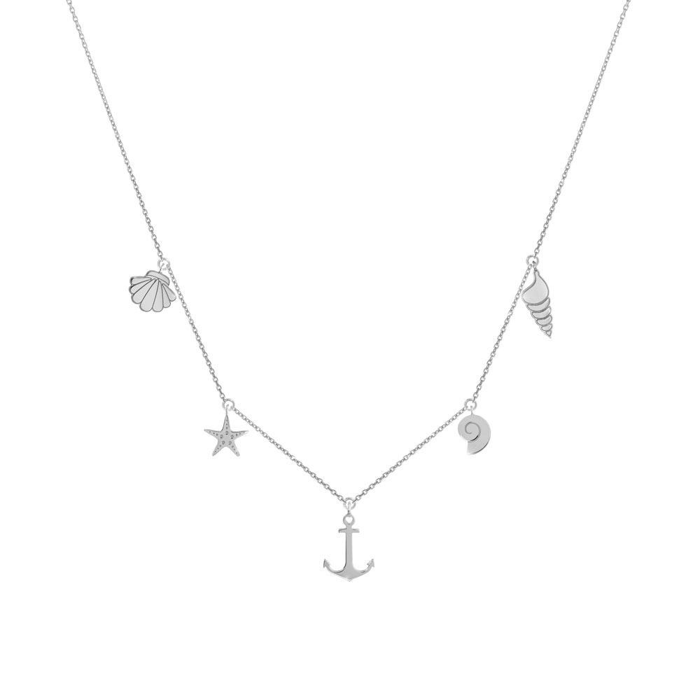 Multi Sea Charms Necklace made of White Gold