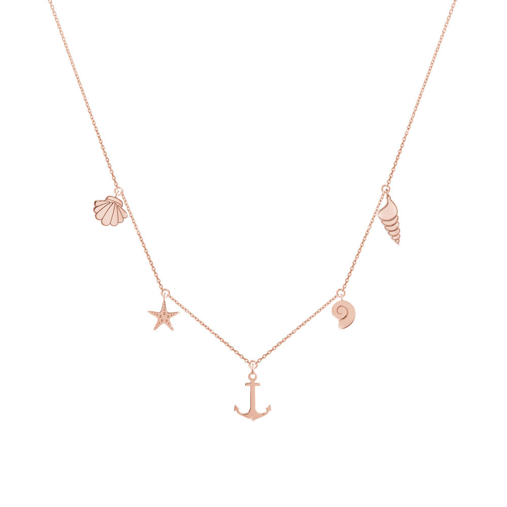 Multi Sea Charms Necklace made of Rose Gold