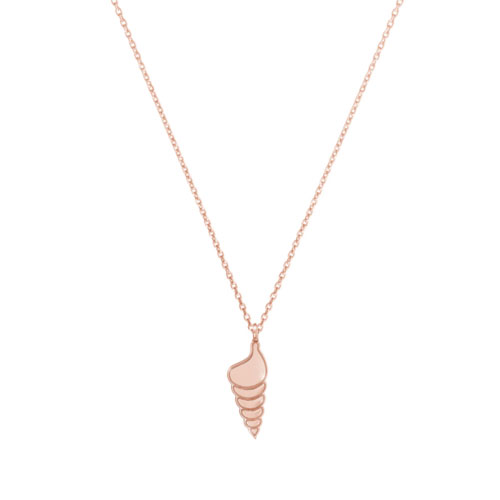 Small Snail Seashell Pendant Necklace in Rose Gold