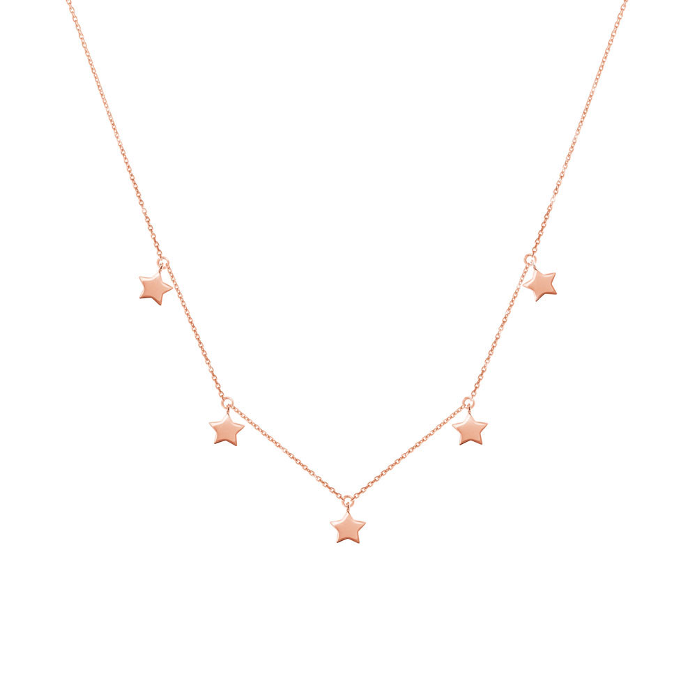 Tiny Multi Stars, Rose Gold Dangling Necklace