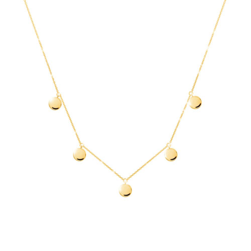 Multiple Tiny Disc Charms Necklace in Yellow Gold