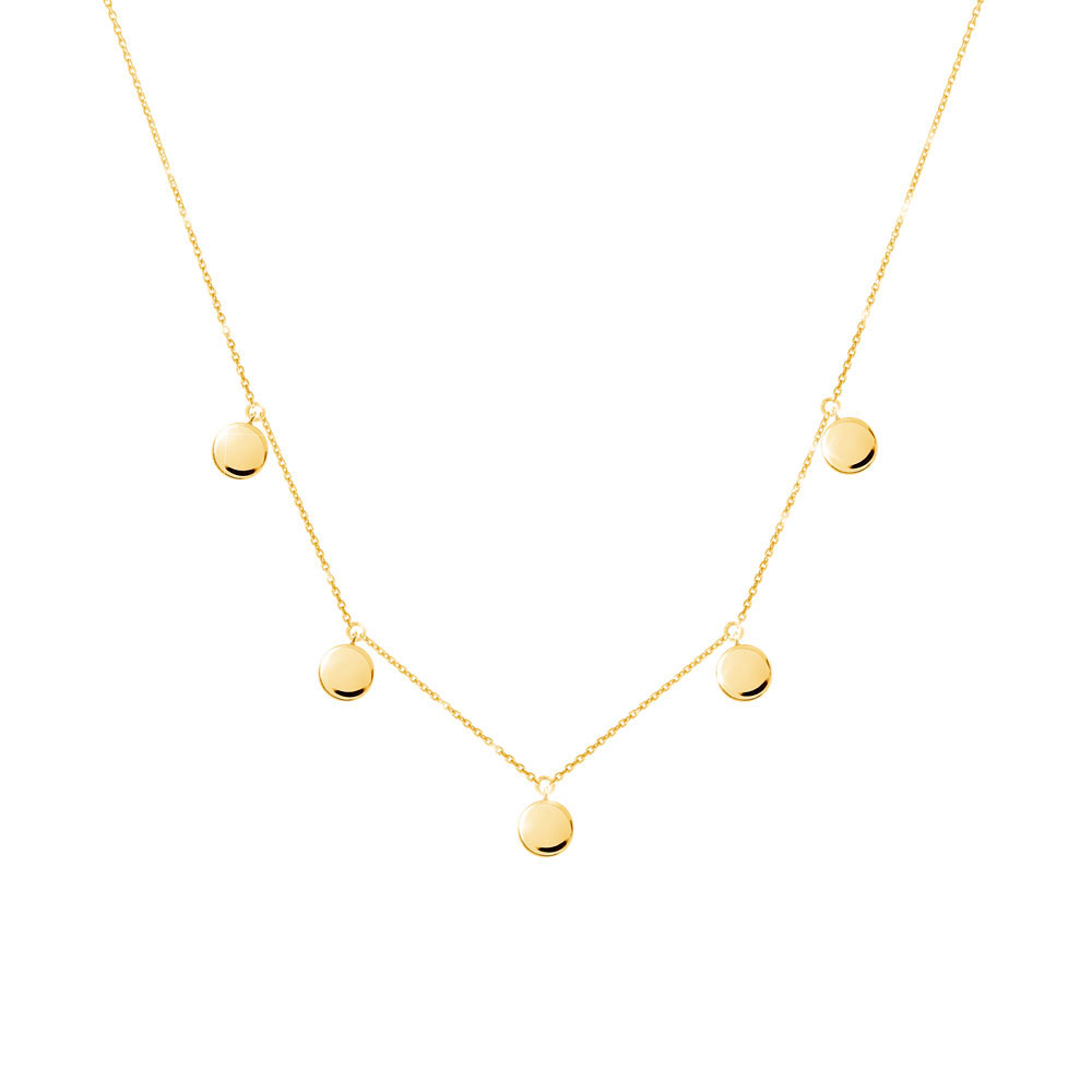 Multiple Tiny Disc Charms Necklace in Yellow Gold