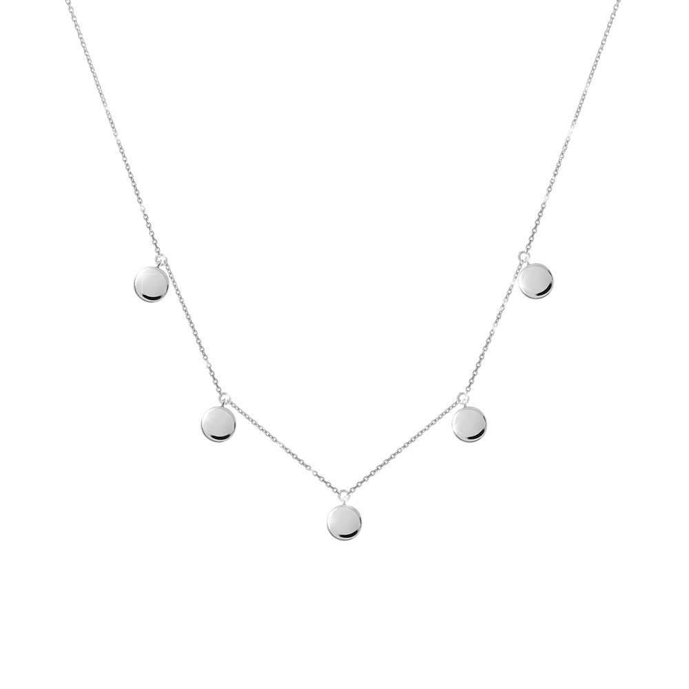 Multiple Tiny Disc Charms Necklace in White Gold