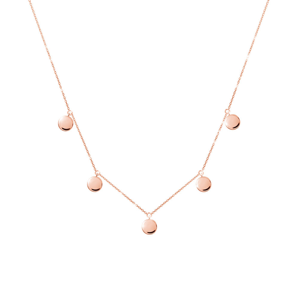 Multiple Tiny Disc Charms Necklace in Rose Gold