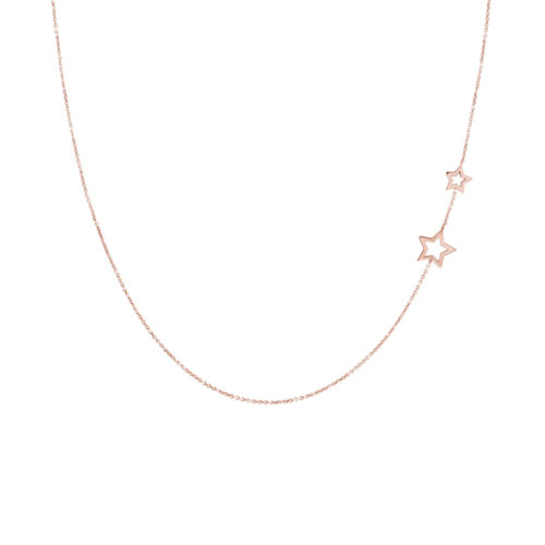 Two Side Stars Necklace made of Rose Gold