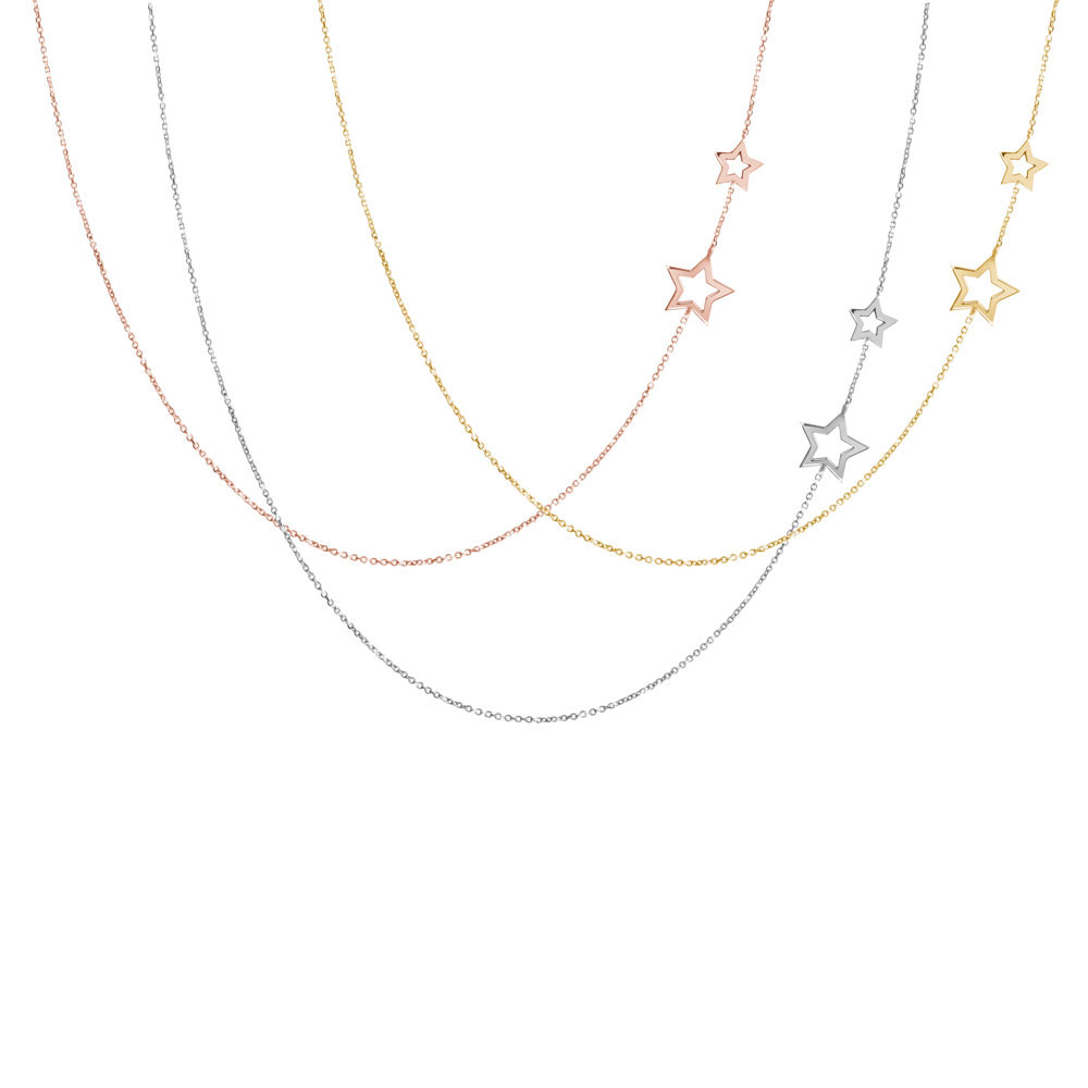 All Three Options Of The Two Side Stars Necklace made of Solid Gold