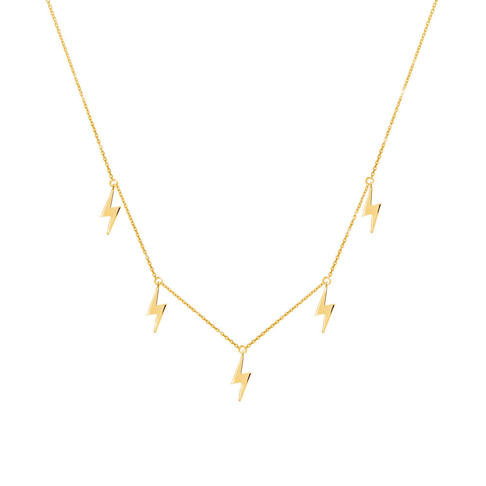 Dangling Lightning Bolt Charms, Necklace made of Yellow Gold