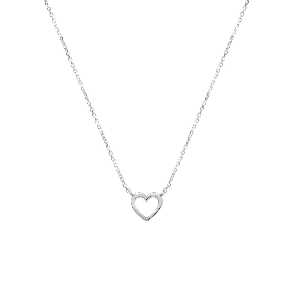 Tiny Heart Charm Necklace made of White Gold