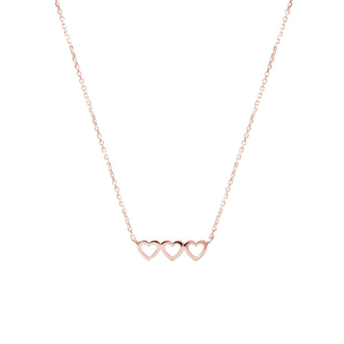 Rose Gold Necklace with a Triple Heart Charm