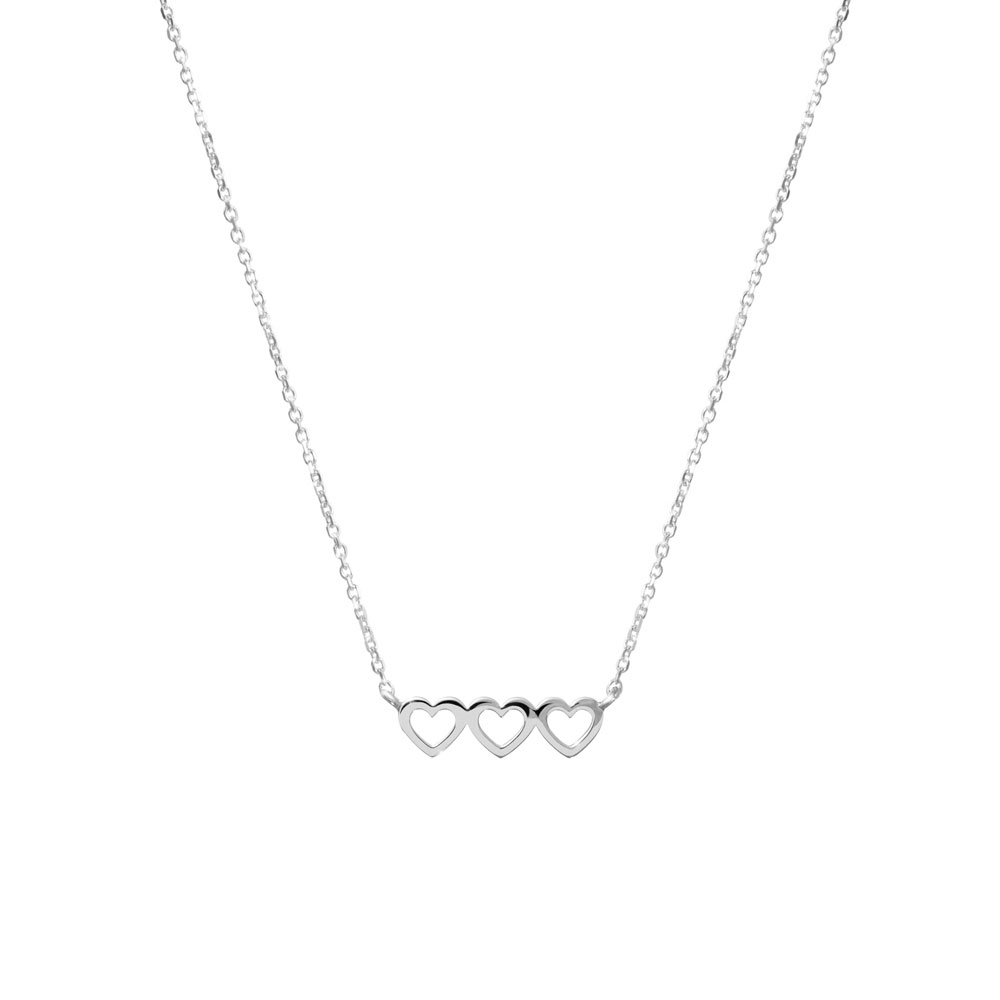 White Gold Necklace with a Triple Heart Charm