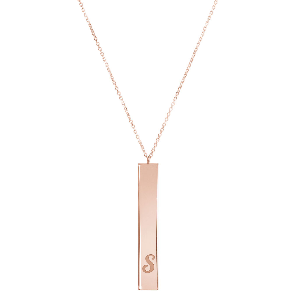 Vertical Bar Pendant Necklace in Rose Gold