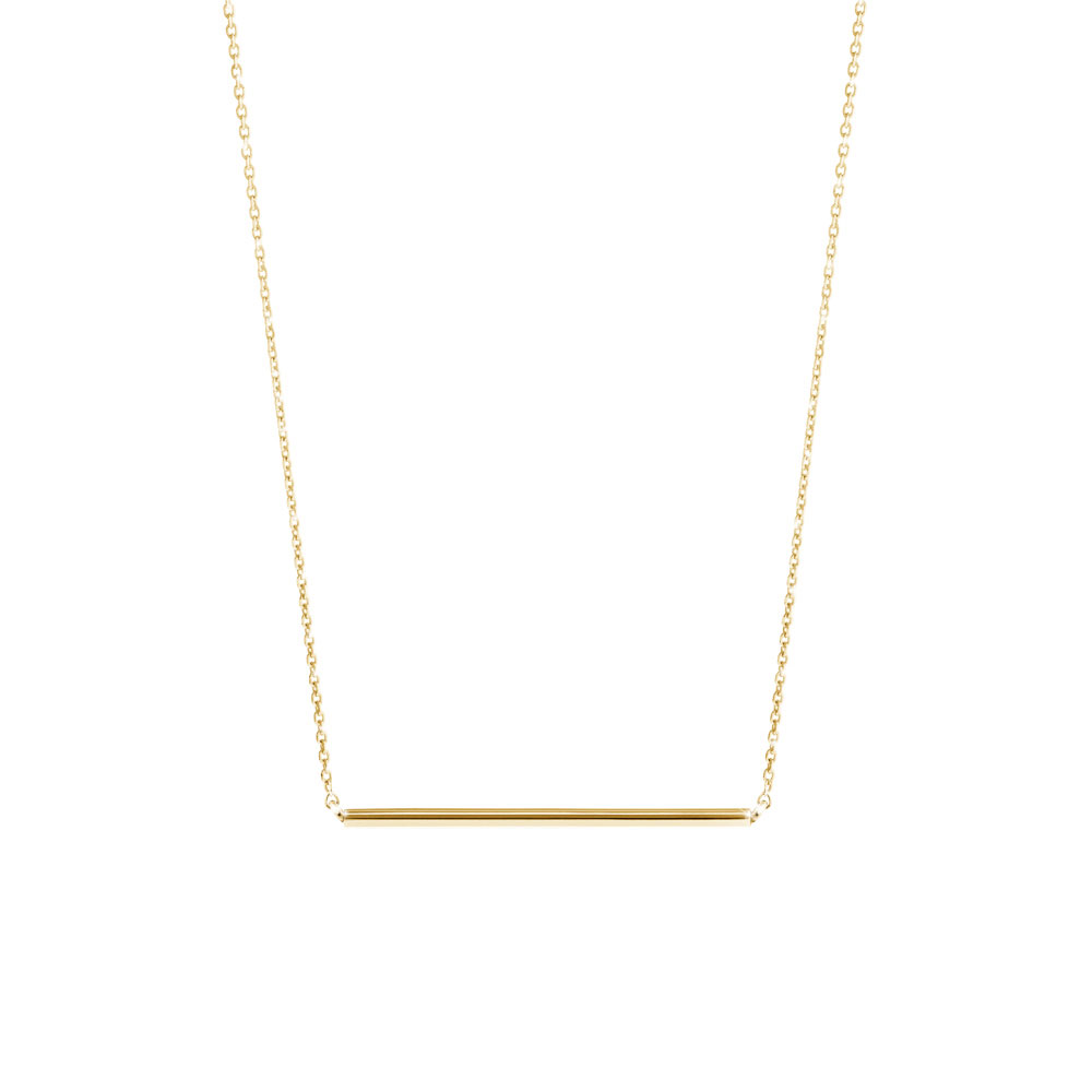 Horizontal Thin Bar Necklace made of Yellow Gold