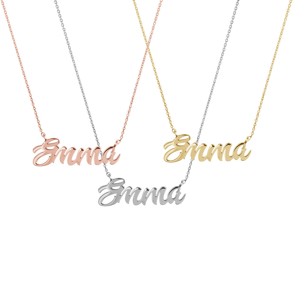 All Three Options Of The Personalized Name Necklace made of Solid Gold