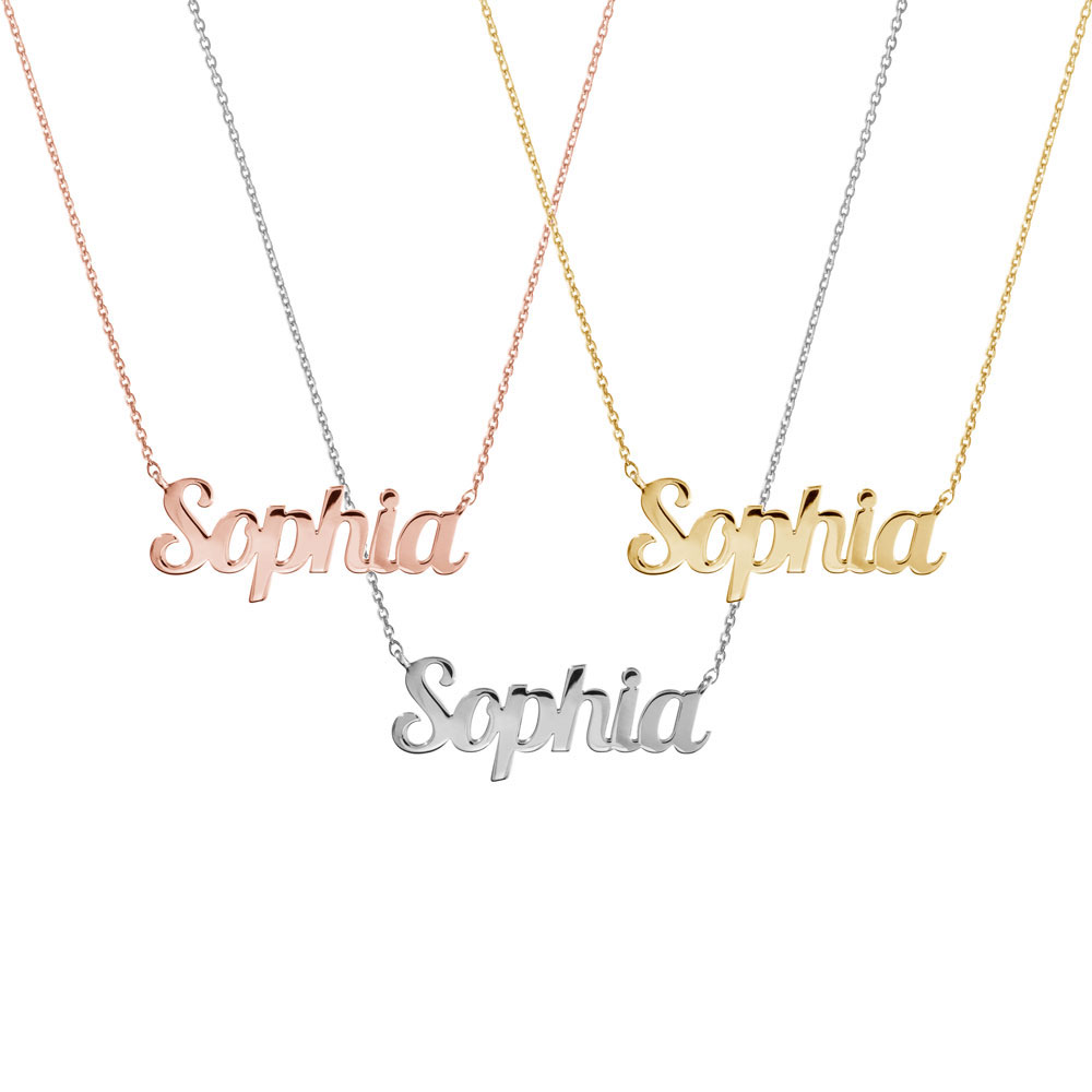 All gold options of the custom name necklace