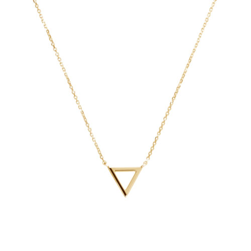 Dainty Triangle Charm Necklace in Yellow Gold