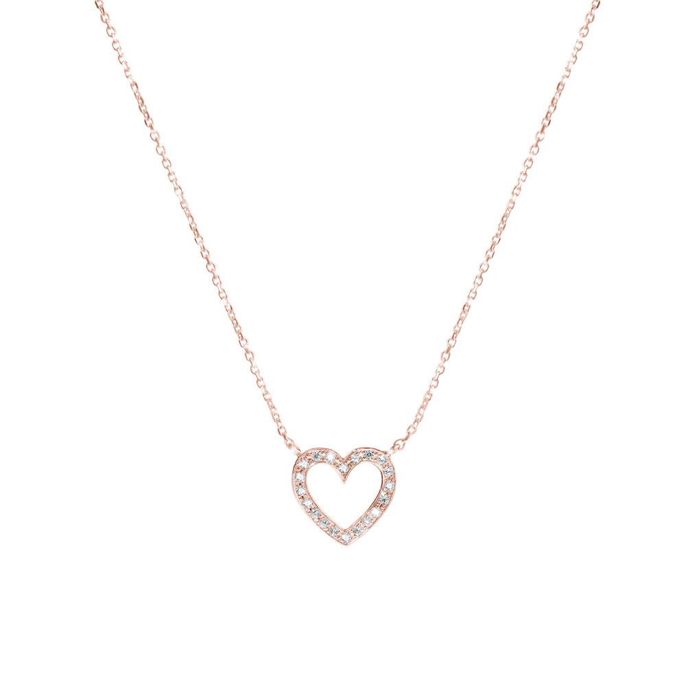 Romantic Heart with Diamonds, Necklace in Rose Gold