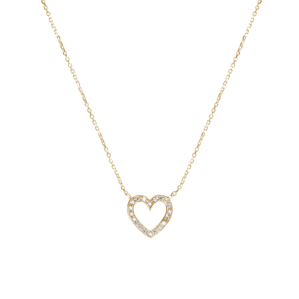 Romantic Heart with Diamonds, Necklace in Yellow Gold