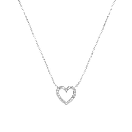 Romantic Heart with Diamonds, Necklace in White Gold