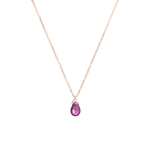 Birthstone Pendant Chain Necklace In Rose Gold with a Tiny Tourmaline