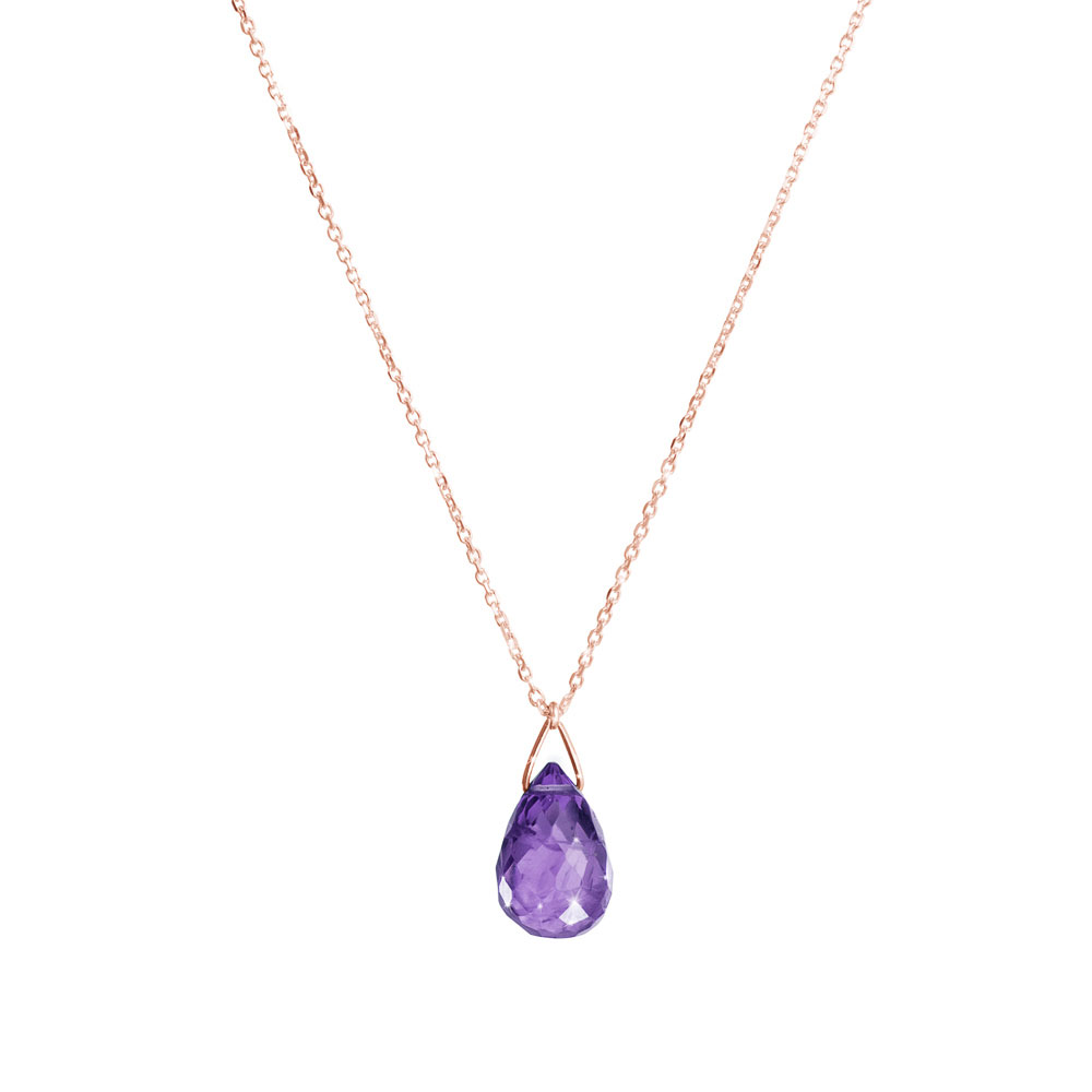 Amethyst Birthstone Pendant Necklace with a Rose Gold Chain