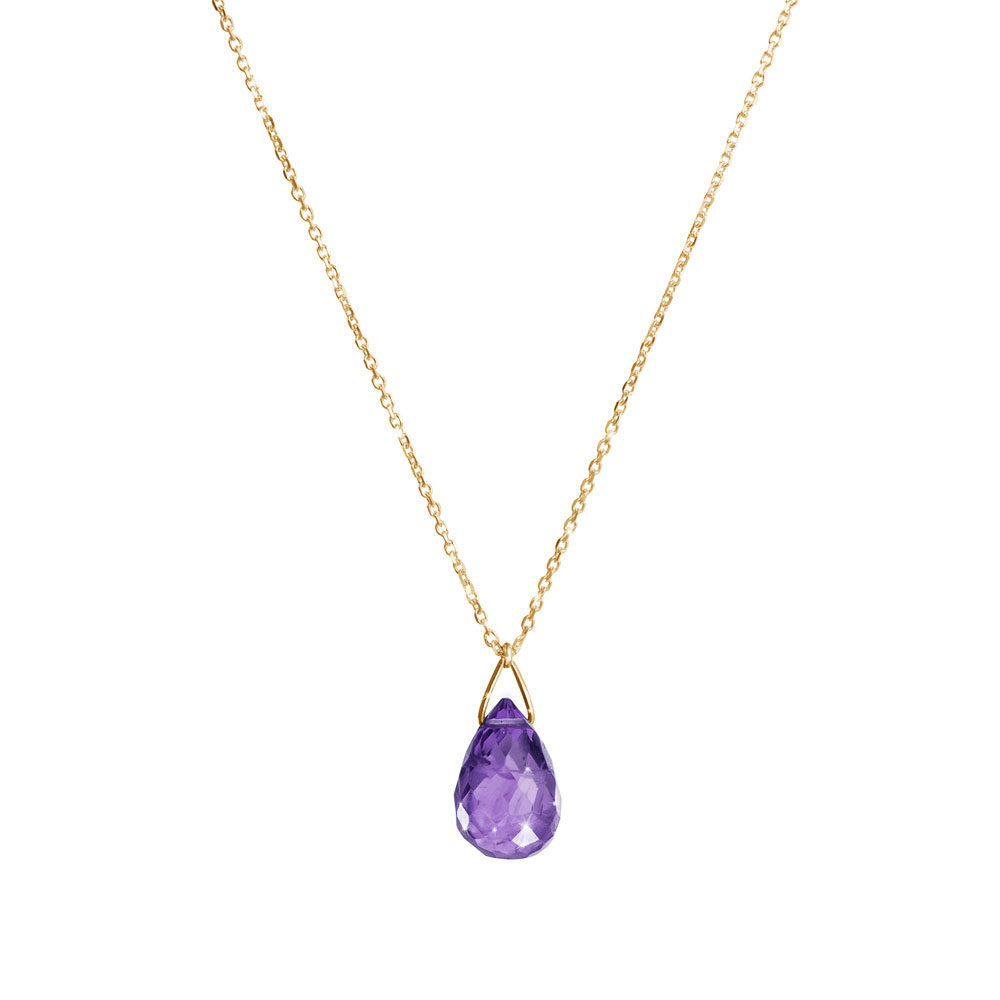 Amethyst Birthstone Pendant Necklace with a Yellow Gold Chain