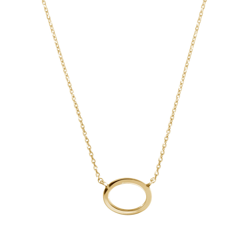Yellow Gold Charm Necklace with a Simple Oval