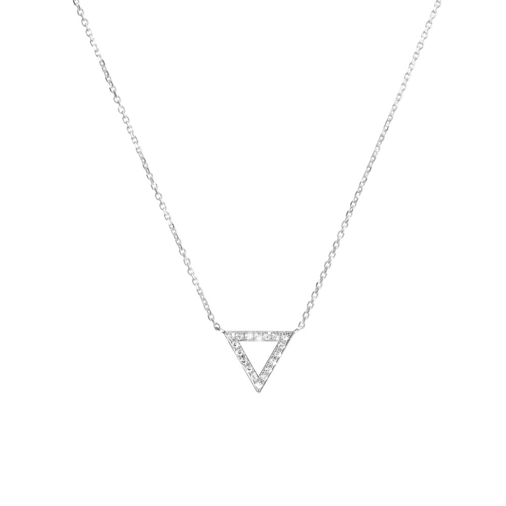 Diamond Triangle Charm Necklace In White Gold