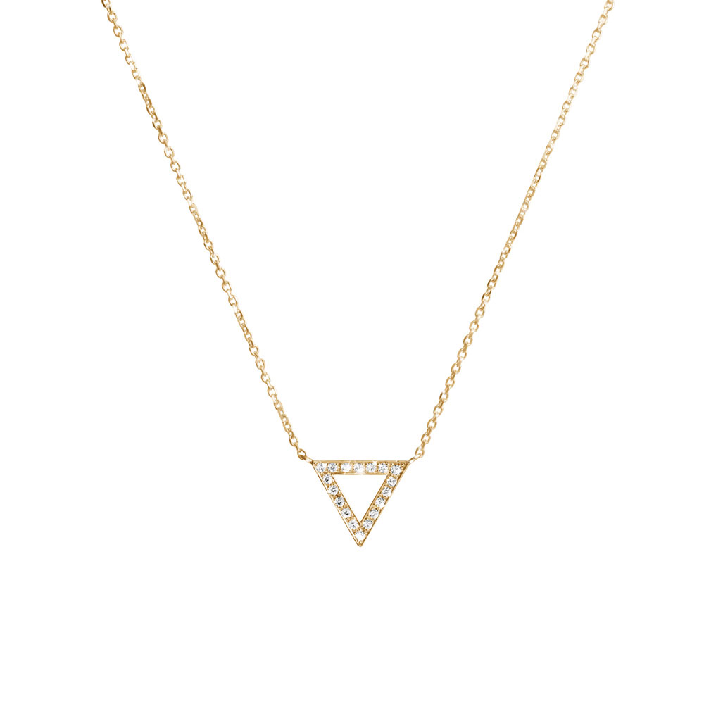 Diamond Triangle Charm Necklace In Yellow Gold