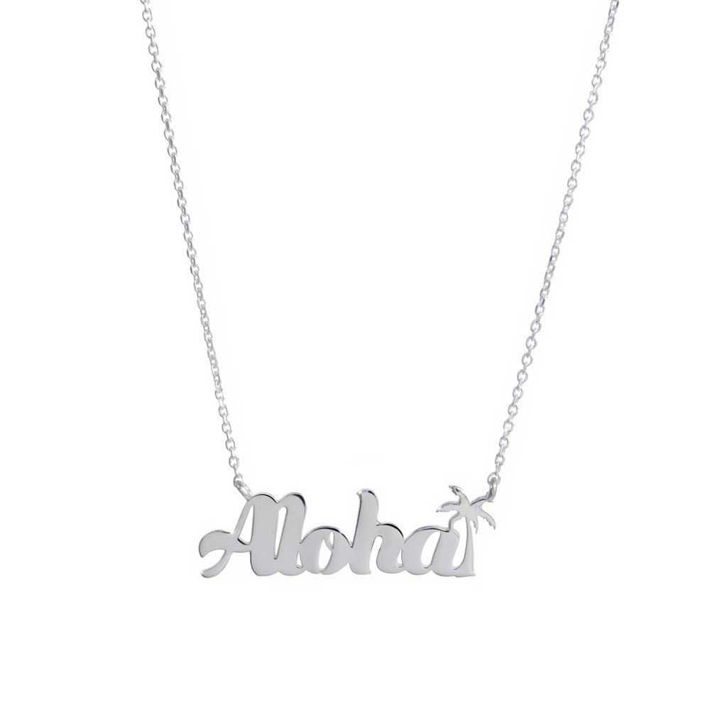 An "Aloha" Necklace In White Gold
