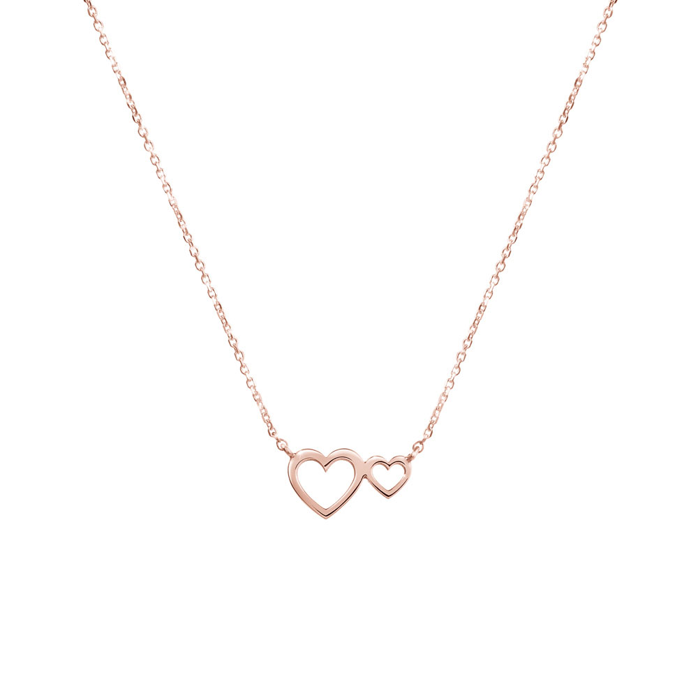 Two-Heart Charm Necklace made of Rose Gold