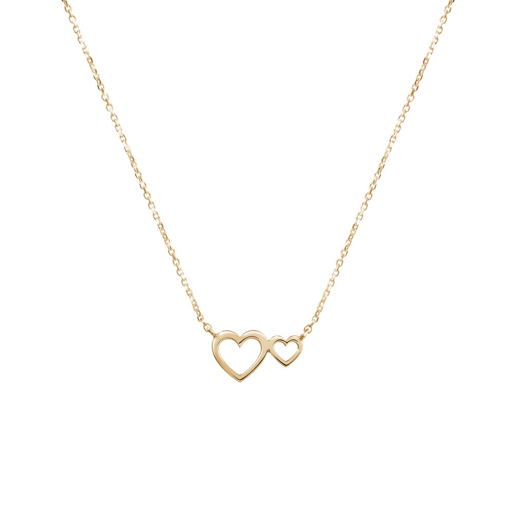 Two-Heart Charm Necklace made of Yellow Gold