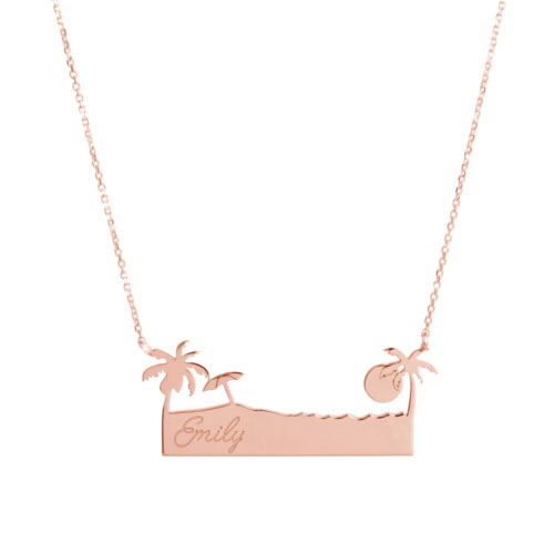 Exotic Bar Necklace with Personalized Engraving In Rose Gold