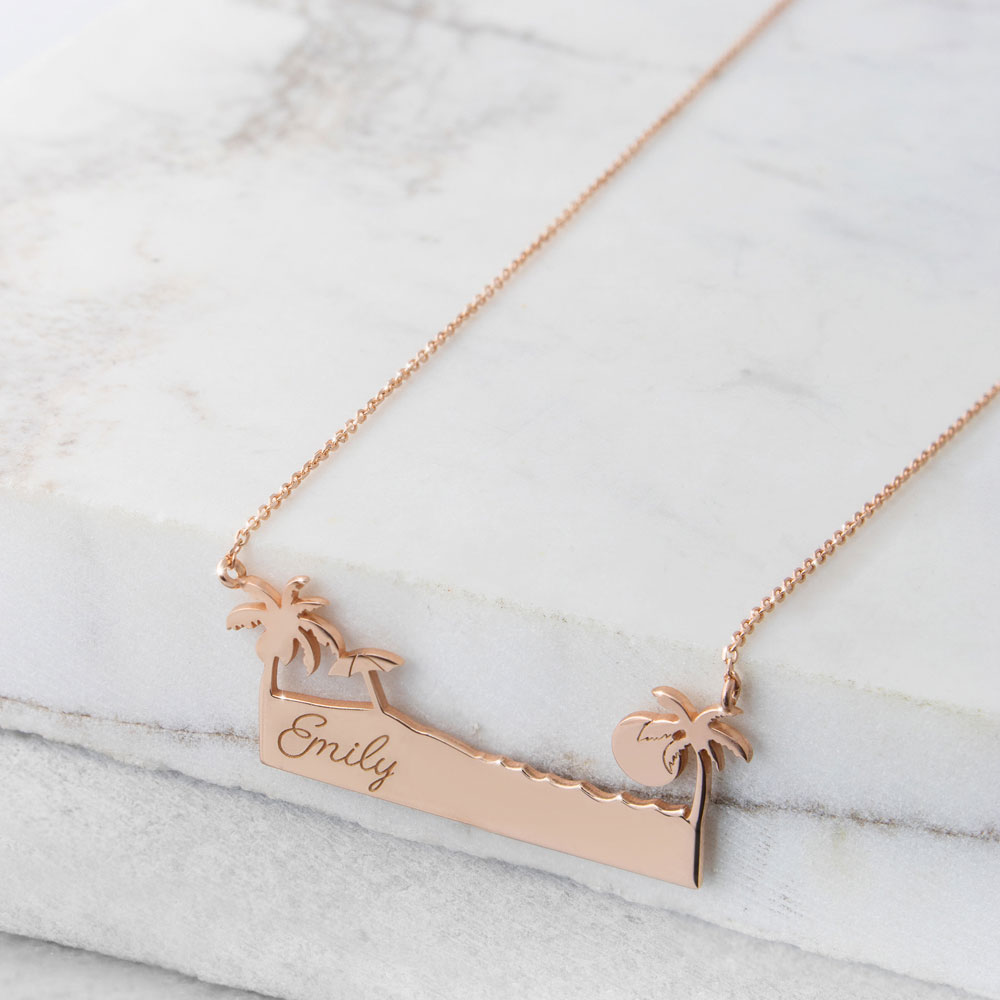 Exotic Bar Necklace with Personalized Engraving In Rose Gold