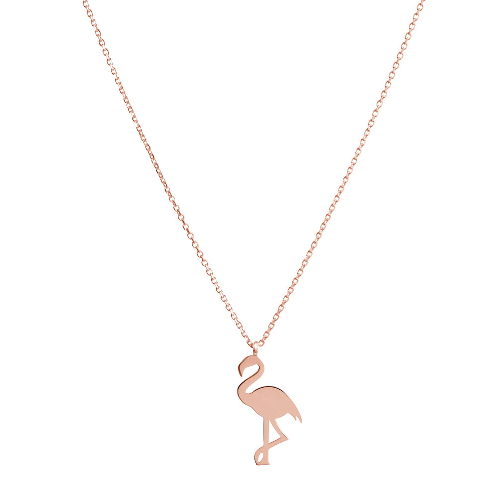 Dainty Flamingo Pendant Necklace in Rose Gold