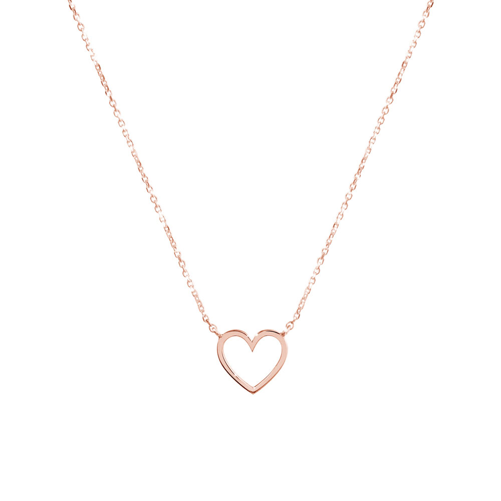 Dainty Heart Charm Necklace in Rose Gold