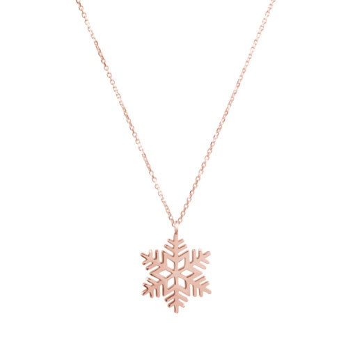 Dainty Snowflake Pendant Necklace in Rose Gold