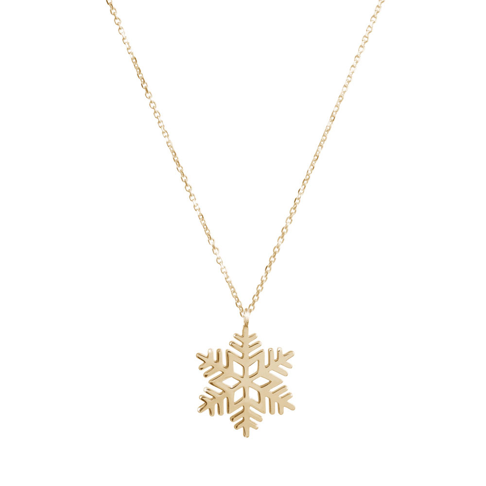 Dainty Snowflake Pendant Necklace in Yellow Gold