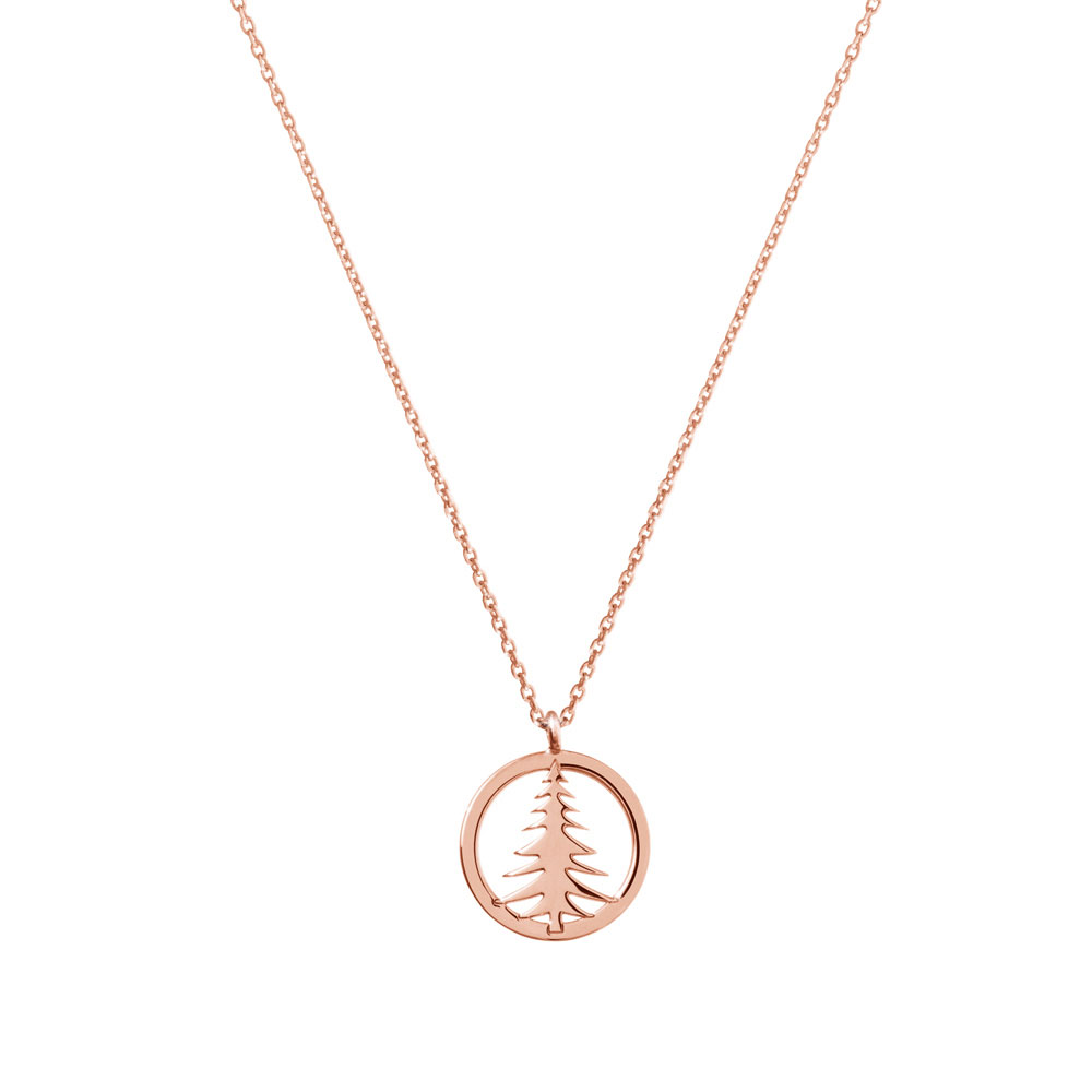 A Christmas Tree Pendant Necklace In Rose Gold