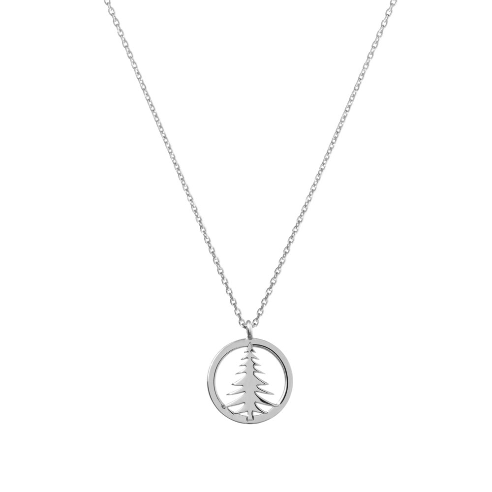 A Christmas Tree Pendant Necklace In White Gold