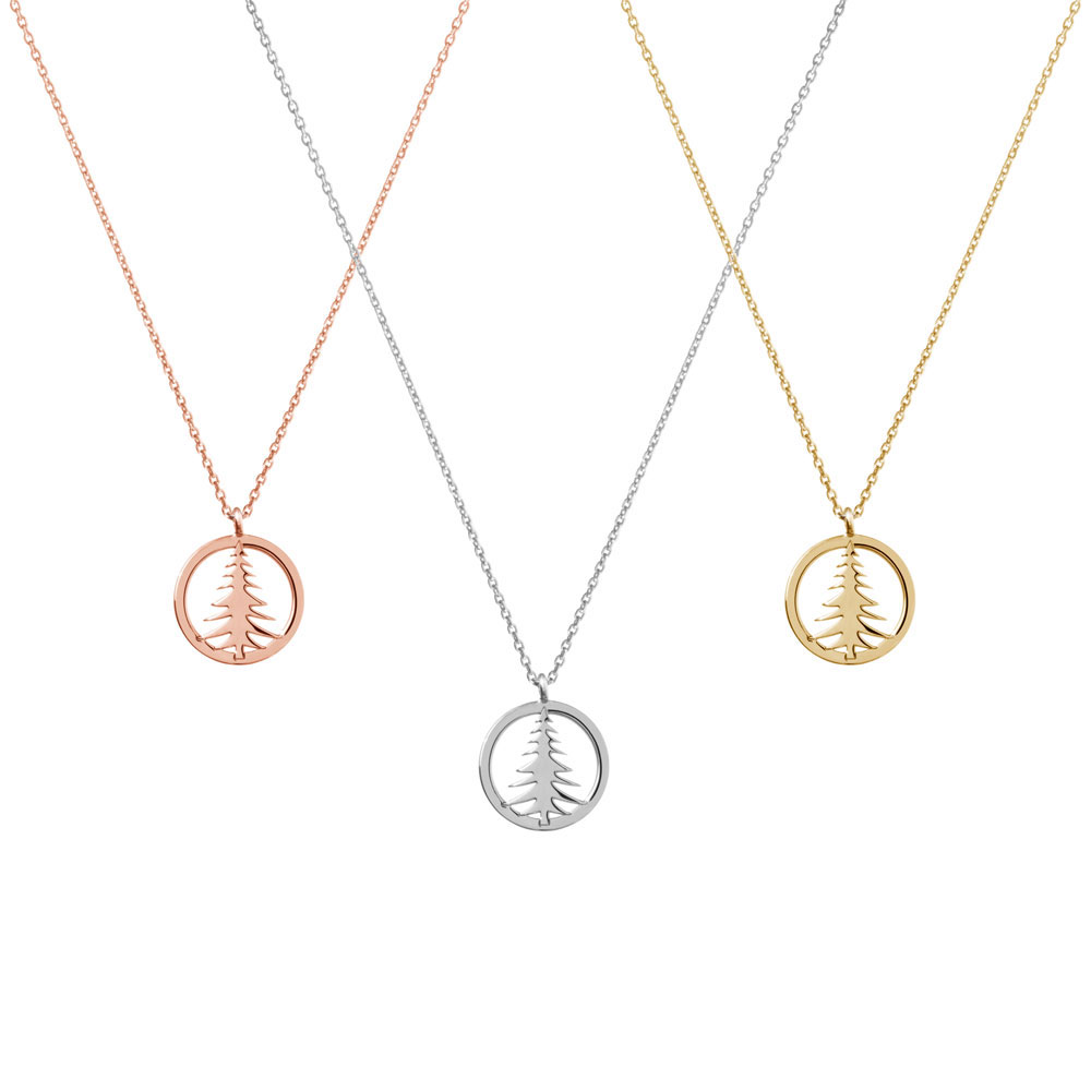 All Three Options Of A Christmas Tree Pendant Necklace In Solid Gold