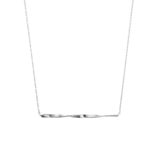Twisted Bar Necklace In White Gold